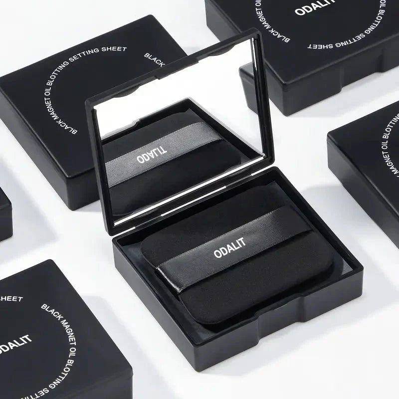 📢📢50% OFF !! ⏰Black Magnet Oil Blotting Setting Sheet With Powder More Control Oil Keep Fresh 2 IN 1 Blotting Sheet