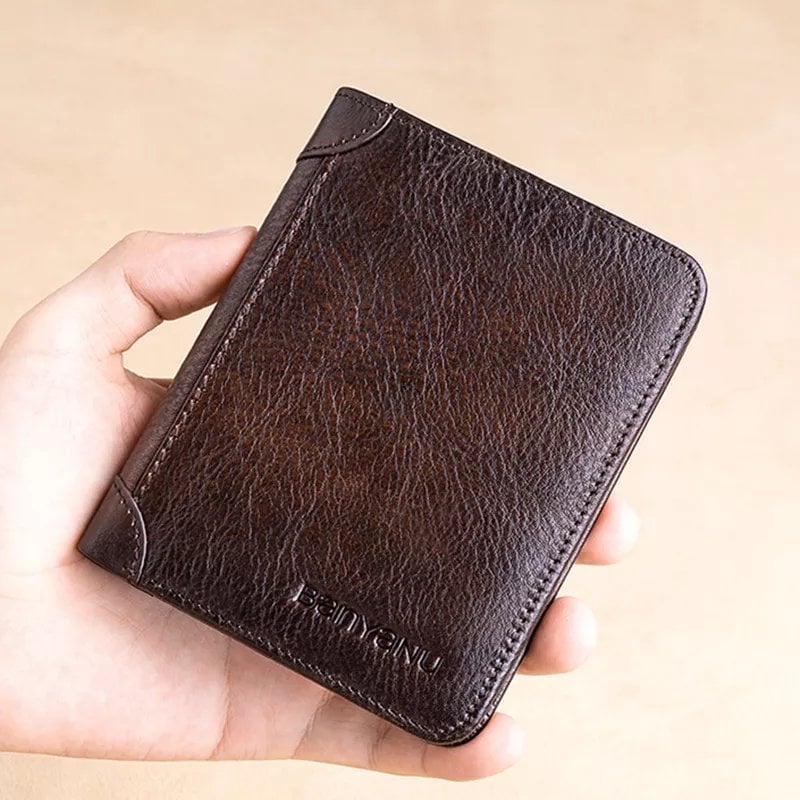 đ˘đ˘40% OFF !! â°Minimalist RFID Blocking Leather Wallet for Men â Ultra-Thin, Genuine Top-Layer Cowhide, Short Design for Everyday Carry