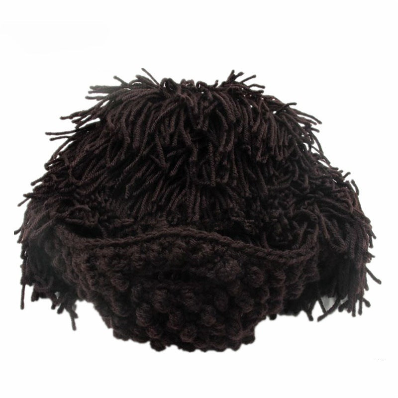 📢📢50% OFF !! ⏰Punk-style hat with an attached simple wig and knitted beard