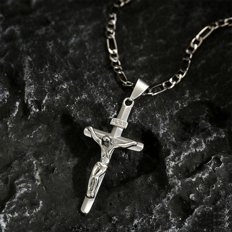 π’π’40% OFF !! β° Gold Crucifix Necklace β Detailed INRI Motif, Adjustable Figaro Chain & Sparkling Finish βοΈ