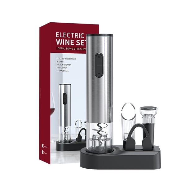 🍾 50% OFF! 🍷 Cordless Electric Corkscrew Set – USB Rechargeable, Automatic Rotation & Ergonomic Design for Gifts ✨