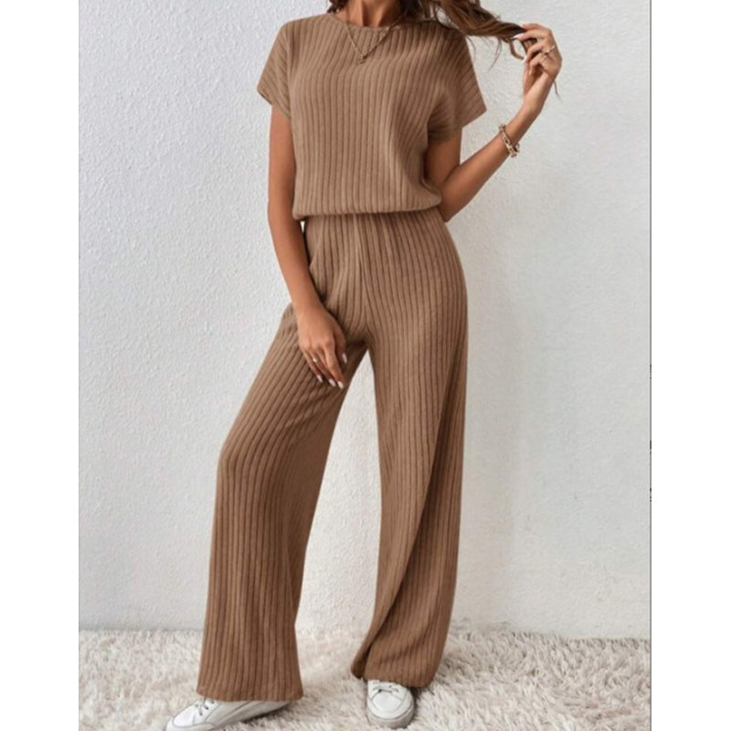 📢📢30% OFF !! ⏰Women's Ribbed Knit Top & Wide-Leg Pants Set
