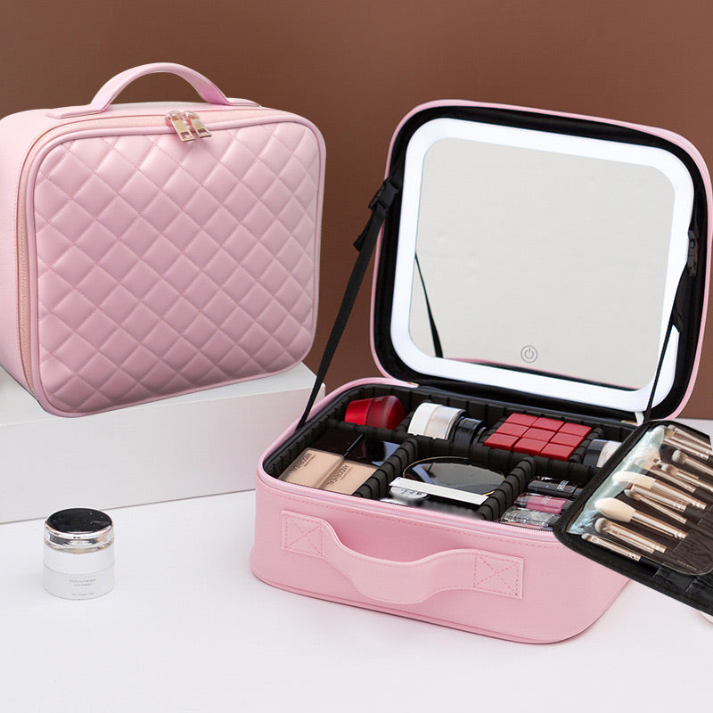 📢📢30% OFF !! ⏰Travel Makeup Bag with LED Mirror