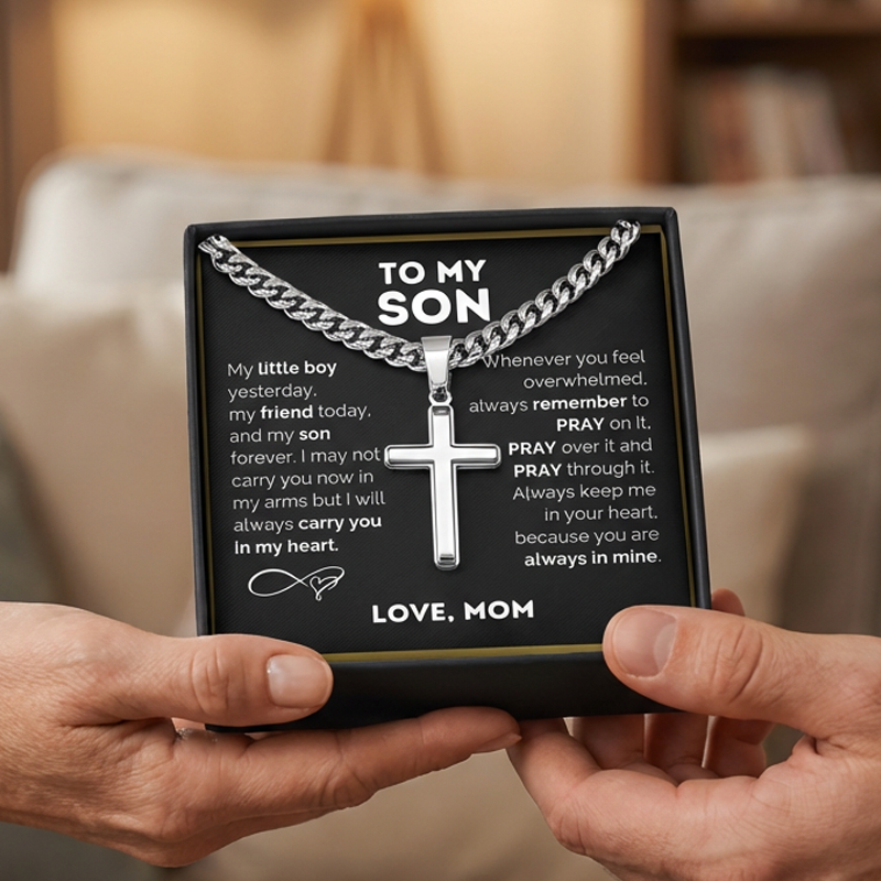 📢📢40% OFF !! ⏰50K+ SOLD!💥Men's Stainless Steel Cross Pendant Necklace