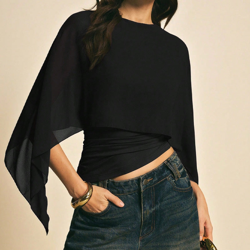 📢📢30% OFF !! ⏰Women's Elegant Chiffon Cape Sleeve Top