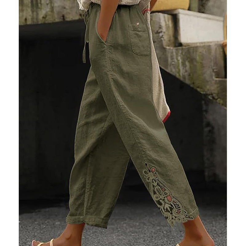 Women's Lace Trim Drawstring Pants