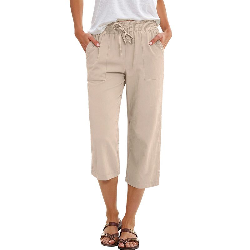 Women's Cotton-Linen Blend Cropped Pants