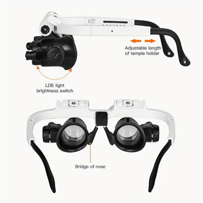 📢📢50% OFF !!!⏰👓8X 15x 23x Head Wearing Magnifying Glass with LED Light Headband
