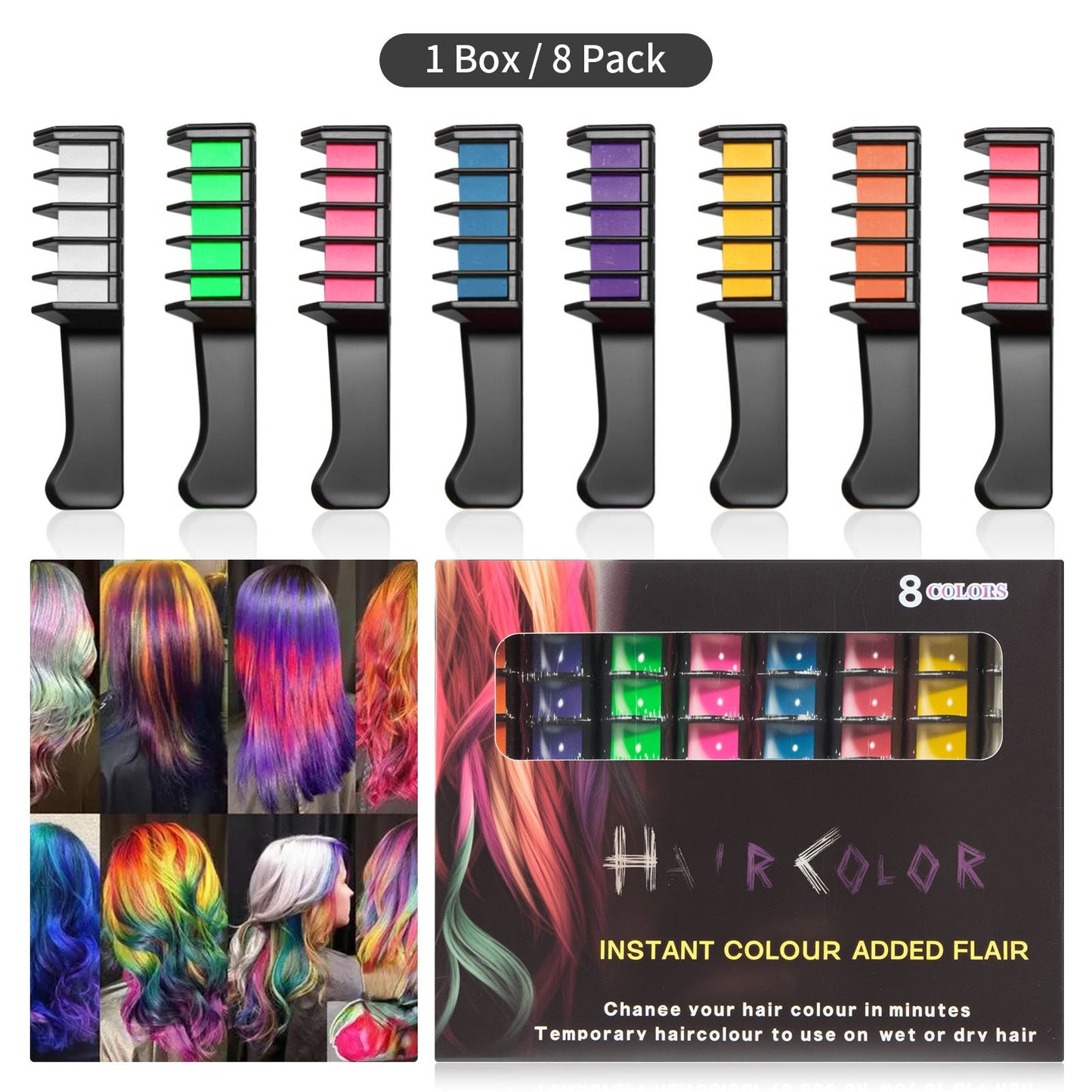 📢📢55% OFF !!⏰⏰Temporary Hair Dye Chalk Comb- Cruelty Free