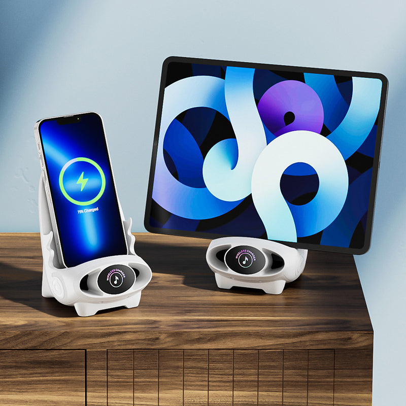 🪑 50% OFF NOW! 📱 Mini Chair Phone Holder with Wireless Charger - 15W Fast Charging, Adjustable Viewing Angles for Desk/Car/Home Use ⚡✨