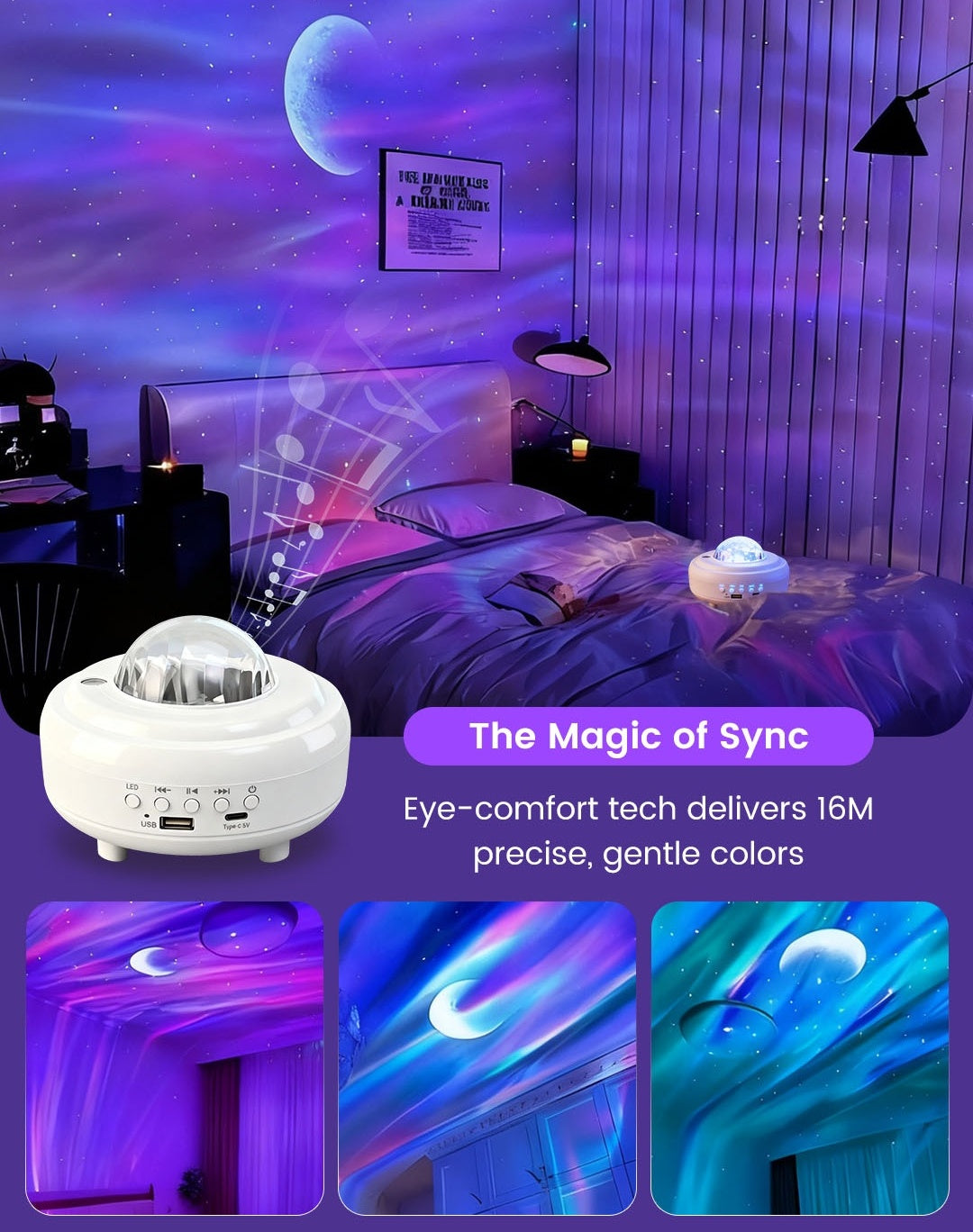 📢📢60 % OFF !!🎅 Northern Lights Aurora Projector – Enjoy the starry sky at home ✨