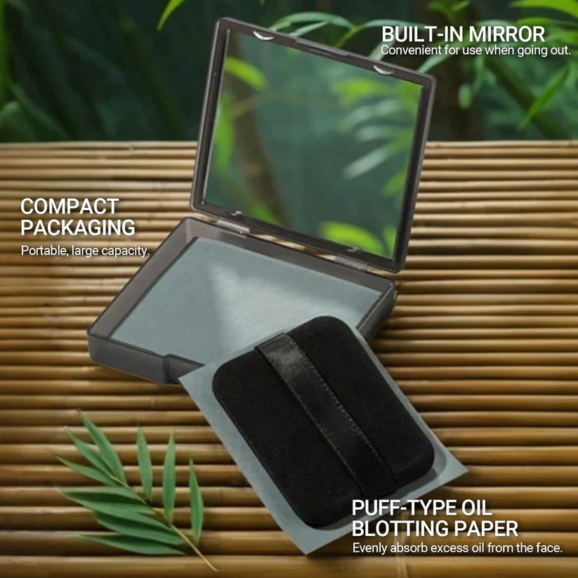 📢📢50%  OFF !! ⏰Black Magnet Oil Blotting Setting Sheet With Powder More Control Oil Keep Fresh 2 IN 1 Blotting Sheet