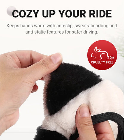 📢📢50 % OFF !!⏰⏰ Universal Non-slip Soft Cute Cat Ears Plush Steering Wheel Cover🐼😽
