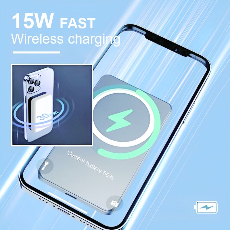📢📢30%  OFF !! ⏰15W Fast Charge Portable Wireless Magnetic Power Bank