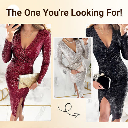 🎅🎄Christmas Hot Sales 60% OFF🔥✨New Arrival✨Sexy Sequin Body-con Dress