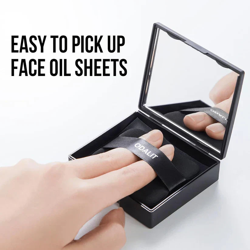 📢📢50%  OFF !! ⏰Black Magnet Oil Blotting Setting Sheet With Powder More Control Oil Keep Fresh 2 IN 1 Blotting Sheet