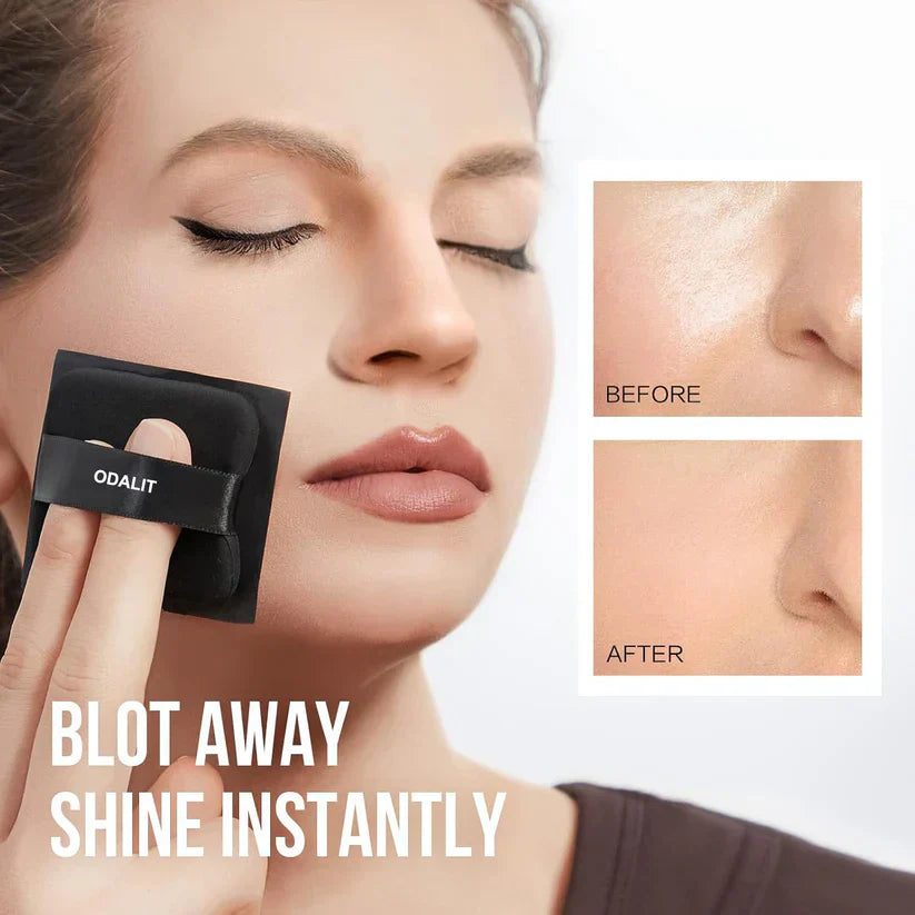 📢📢50%  OFF !! ⏰Black Magnet Oil Blotting Setting Sheet With Powder More Control Oil Keep Fresh 2 IN 1 Blotting Sheet