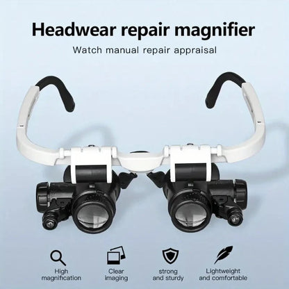 📢📢50% OFF !!!⏰👓8X 15x 23x Head Wearing Magnifying Glass with LED Light Headband