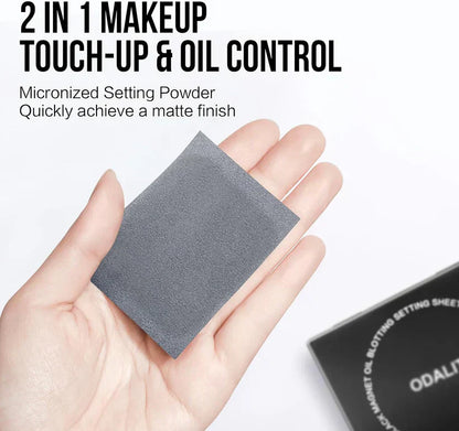 📢📢50%  OFF !! ⏰Black Magnet Oil Blotting Setting Sheet With Powder More Control Oil Keep Fresh 2 IN 1 Blotting Sheet
