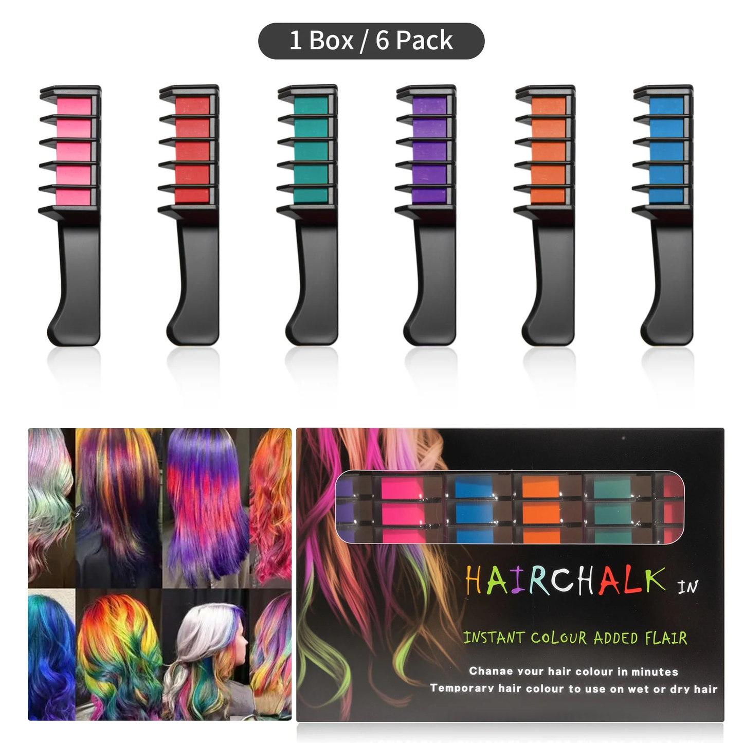 📢📢Buy 2 Get 1 Free⏰Temporary Hair Dye Chalk Comb- Cruelty Free