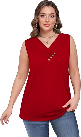 🏆Last Day Special Price ￡11.99!!💐2026 Women’s Button Down V Neck Loose Fit Tank Top