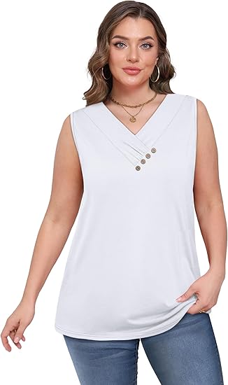 🏆Last Day Special Price ￡11.99!!💐2026 Women’s Button Down V Neck Loose Fit Tank Top