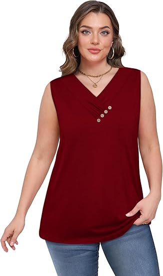 🏆Last Day Special Price ￡11.99!!💐2026 Women’s Button Down V Neck Loose Fit Tank Top