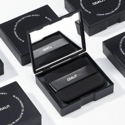 📢📢50%  OFF !! ⏰Black Magnet Oil Blotting Setting Sheet With Powder More Control Oil Keep Fresh 2 IN 1 Blotting Sheet