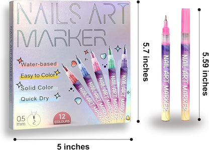 📢📢50   % OFF !!✨12 Colors Nail Art Pens Set🎨💅