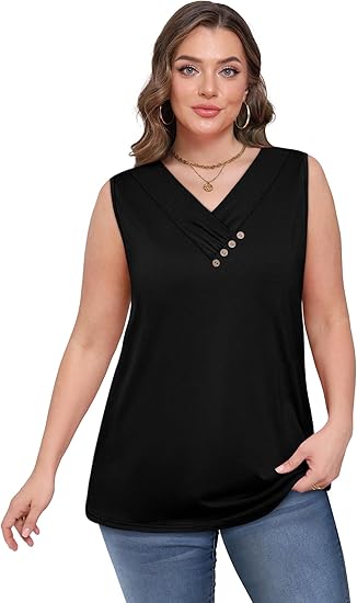 🏆Last Day Special Price ￡11.99!!💐2026 Women’s Button Down V Neck Loose Fit Tank Top