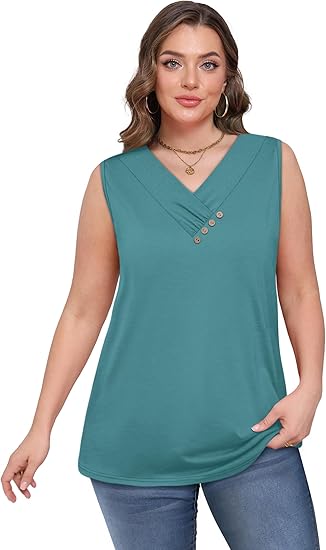 🏆Last Day Special Price ￡11.99!!💐2026 Women’s Button Down V Neck Loose Fit Tank Top
