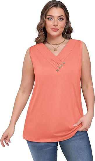 🏆Last Day Special Price ￡11.99!!💐2026 Women’s Button Down V Neck Loose Fit Tank Top