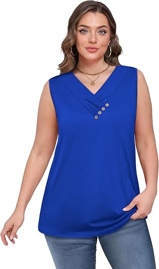 🏆Last Day Special Price ￡11.99!!💐2026 Women’s Button Down V Neck Loose Fit Tank Top