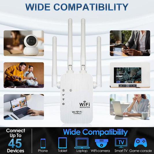 🔥2025 hot sale 🎁1200Mbps Dual Band (5GHz/2.4GHz) WiFi Extender Covers 10,000 sq. ft & 50 Devices