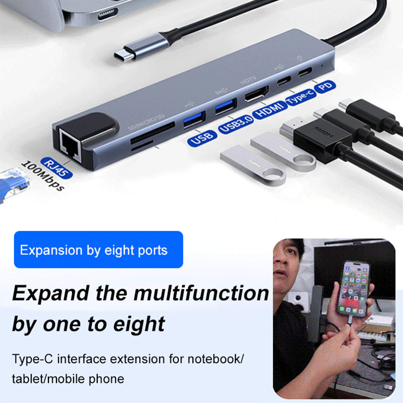 📢📢50%  OFF !!!⏰Eight-In-One Multi-Interface Docking Station Converter