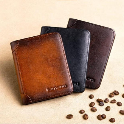 📢📢40% OFF !! ⏰Minimalist RFID Blocking Leather Wallet for Men – Ultra-Thin, Genuine Top-Layer Cowhide, Short Design for Everyday Carry