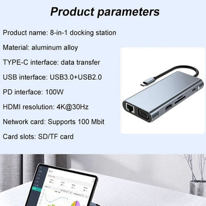 📢📢50%  OFF !!!⏰Eight-In-One Multi-Interface Docking Station Converter