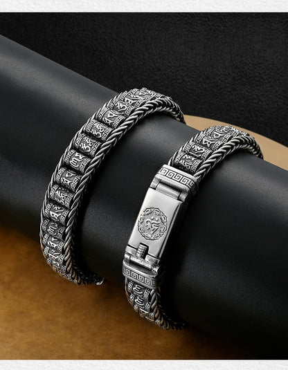 📢📢50% OFF !!!⏰Tibetan Prayer Wheel Bracelet – 925 Sterling Silver, Lucky Charm & Valentine's Day Gift