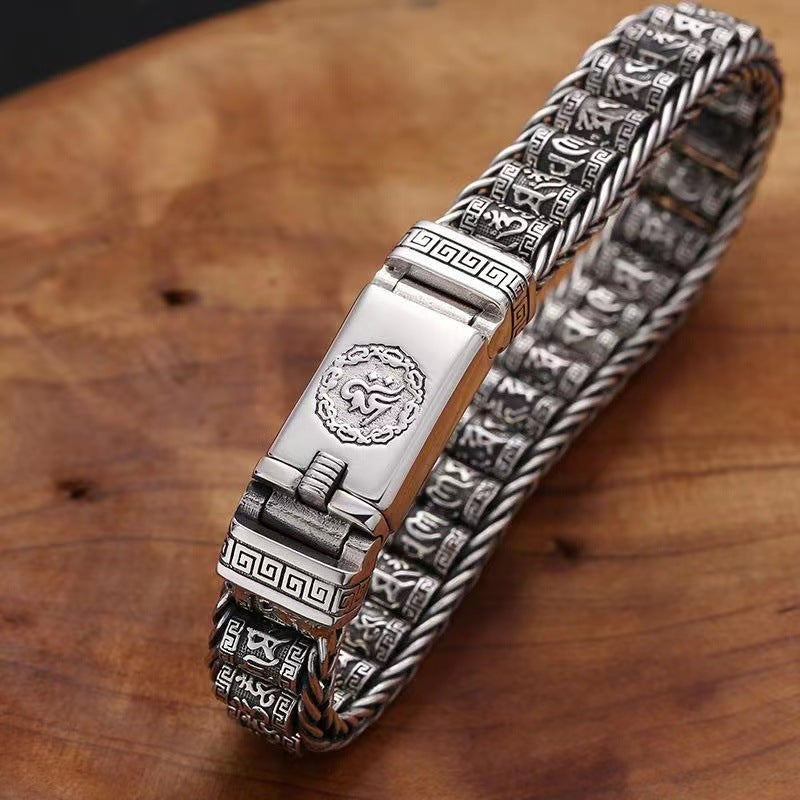 📢📢50% OFF !!!⏰Tibetan Prayer Wheel Bracelet – 925 Sterling Silver, Lucky Charm & Valentine's Day Gift