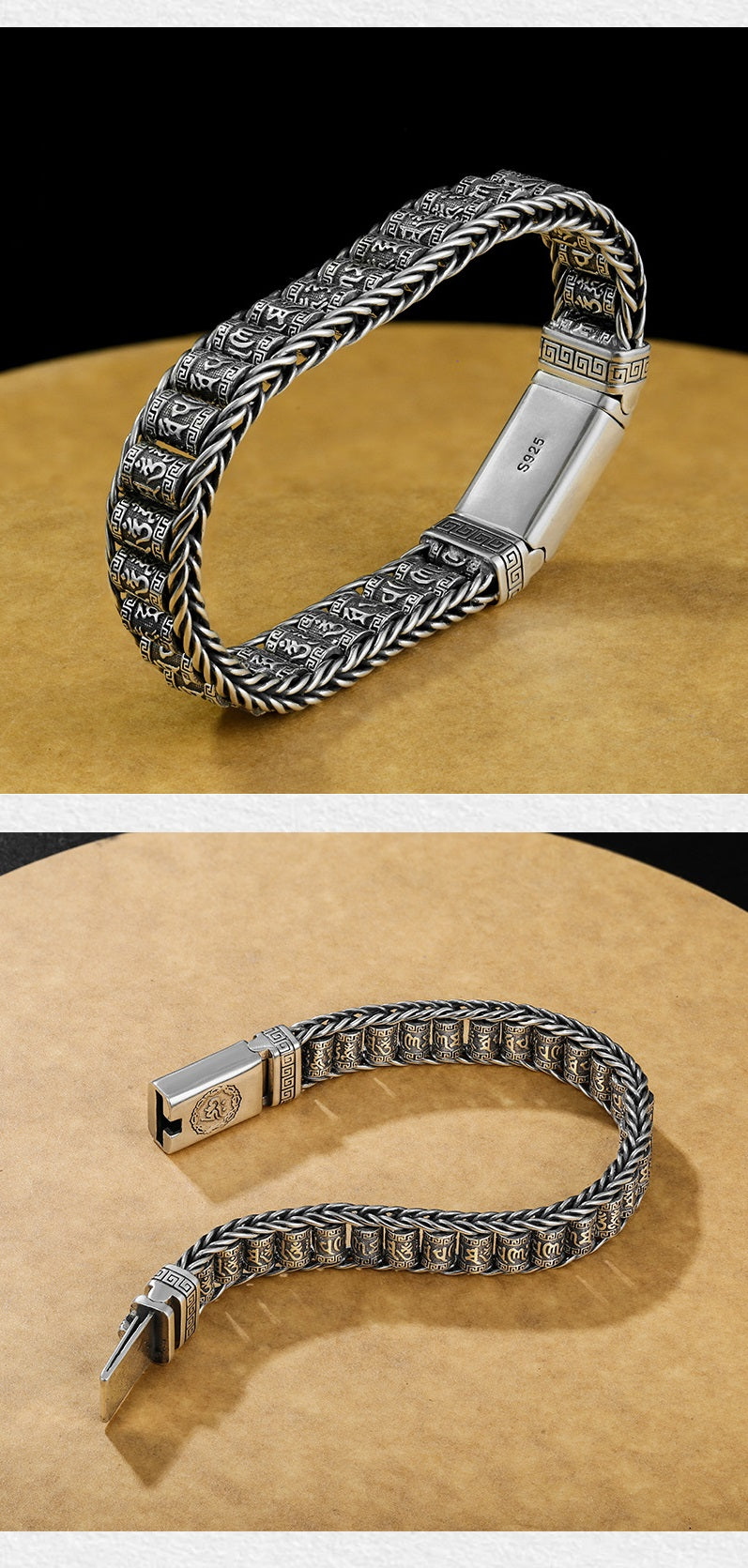 📢📢50% OFF !!!⏰Tibetan Prayer Wheel Bracelet – 925 Sterling Silver, Lucky Charm & Valentine's Day Gift