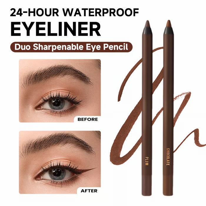 🎁LAST DAY SALE £11.99 with FREE Eyeliner Sharpener!!🔥-🌟24 HR Waterproof Eyeliner Duo Sharpenable Eye Pencil