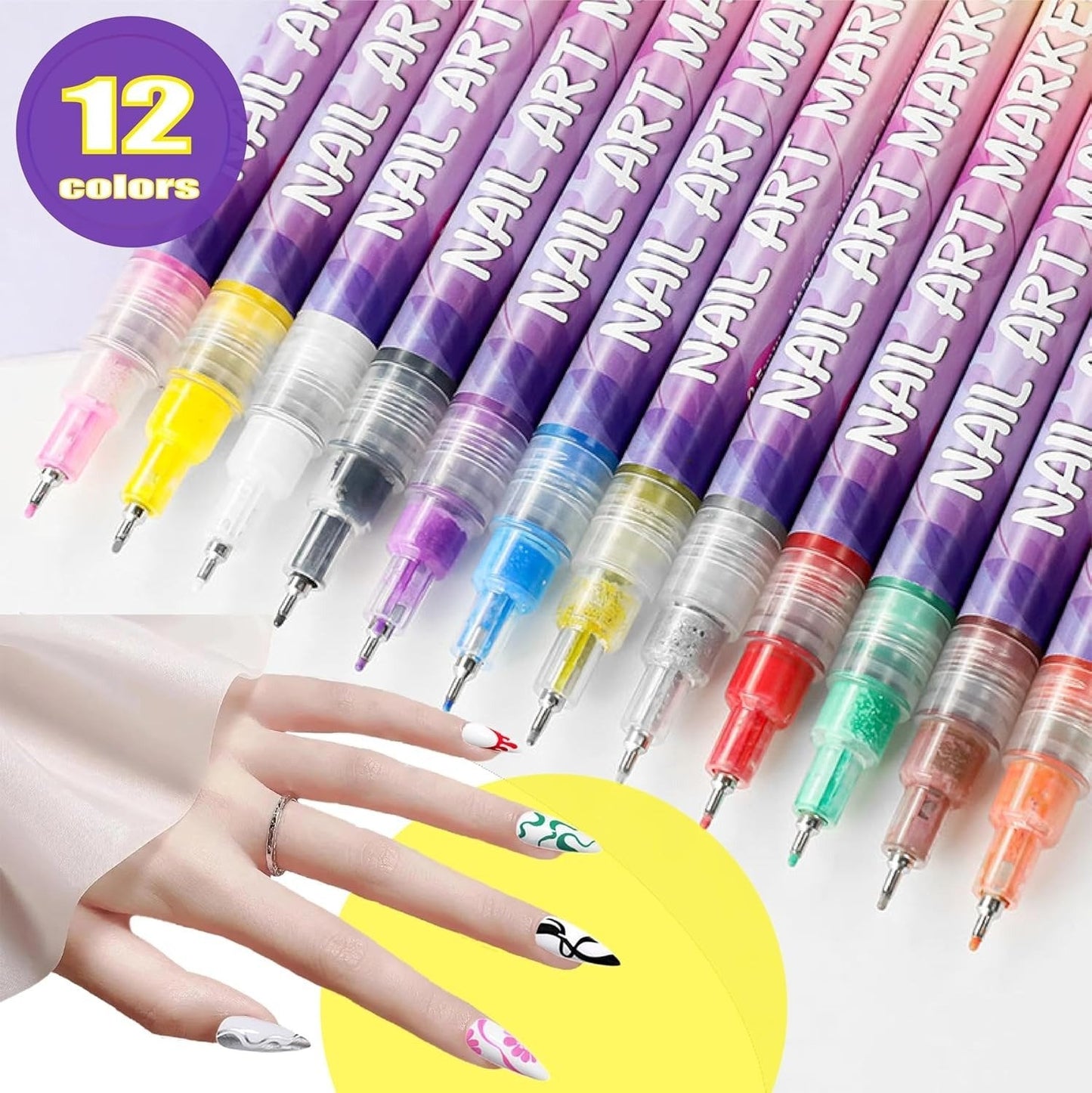 📢📢50   % OFF !!✨12 Colors Nail Art Pens Set🎨💅