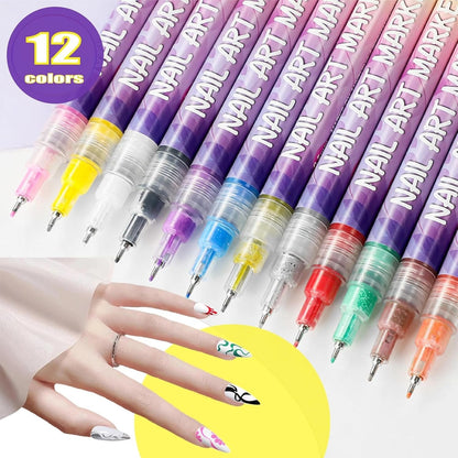 📢📢50   % OFF !!✨12 Colors Nail Art Pens Set🎨💅