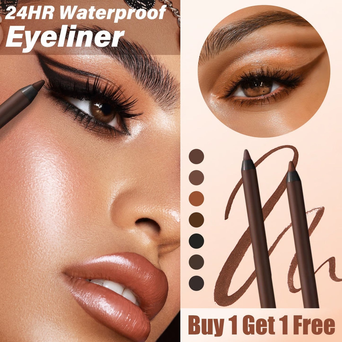 🎁LAST DAY SALE £11.99 with FREE Eyeliner Sharpener!!🔥-🌟24 HR Waterproof Eyeliner Duo Sharpenable Eye Pencil