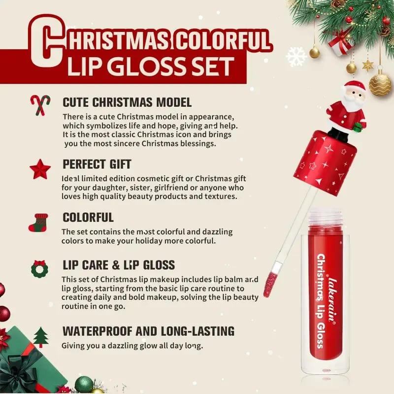 🎅Christmas Hot Sale 50% Off💄✨ Christmas Lip Gloss Set – 6 Colors
