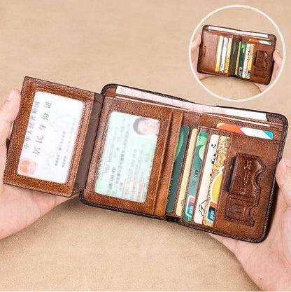 📢📢40% OFF !! ⏰Minimalist RFID Blocking Leather Wallet for Men – Ultra-Thin, Genuine Top-Layer Cowhide, Short Design for Everyday Carry