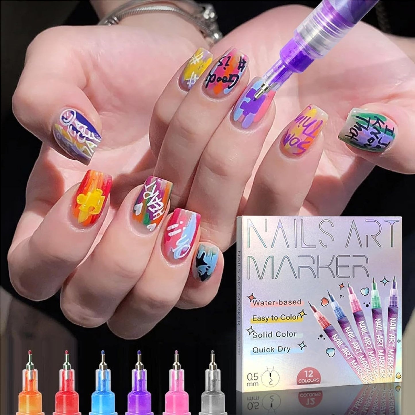 📢📢50   % OFF !!✨12 Colors Nail Art Pens Set🎨💅