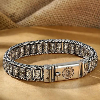 📢📢50% OFF !!!⏰Tibetan Prayer Wheel Bracelet – 925 Sterling Silver, Lucky Charm & Valentine's Day Gift