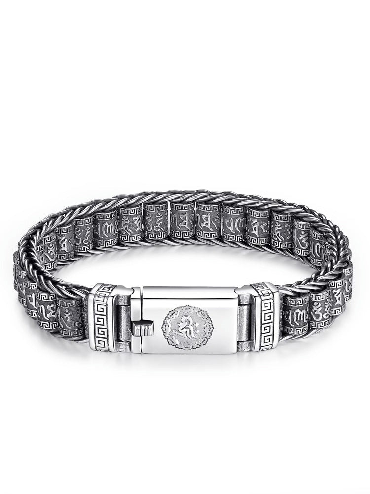 📢📢50% OFF !!!⏰Tibetan Prayer Wheel Bracelet – 925 Sterling Silver, Lucky Charm & Valentine's Day Gift