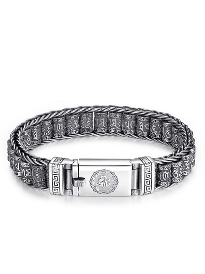 📢📢50% OFF !!!⏰Tibetan Prayer Wheel Bracelet – 925 Sterling Silver, Lucky Charm & Valentine's Day Gift